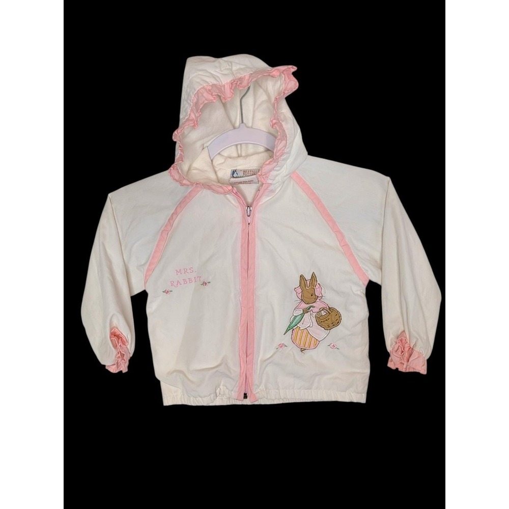 Vtg Beatrix Potter Mrs Rabbit Lightweight Jacket Pink White 24 Months Quiltex - Picture 2 of 16